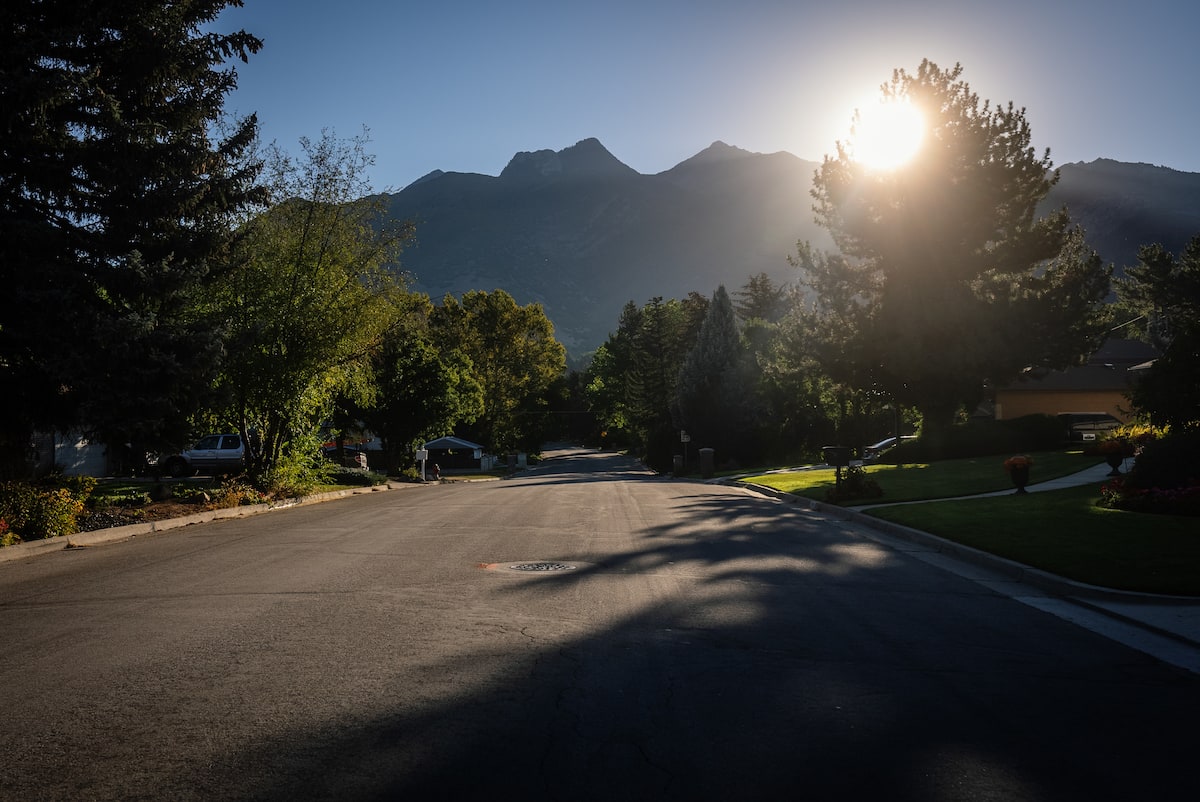 Sunrise over the Wasatch mountains from the neighborhood