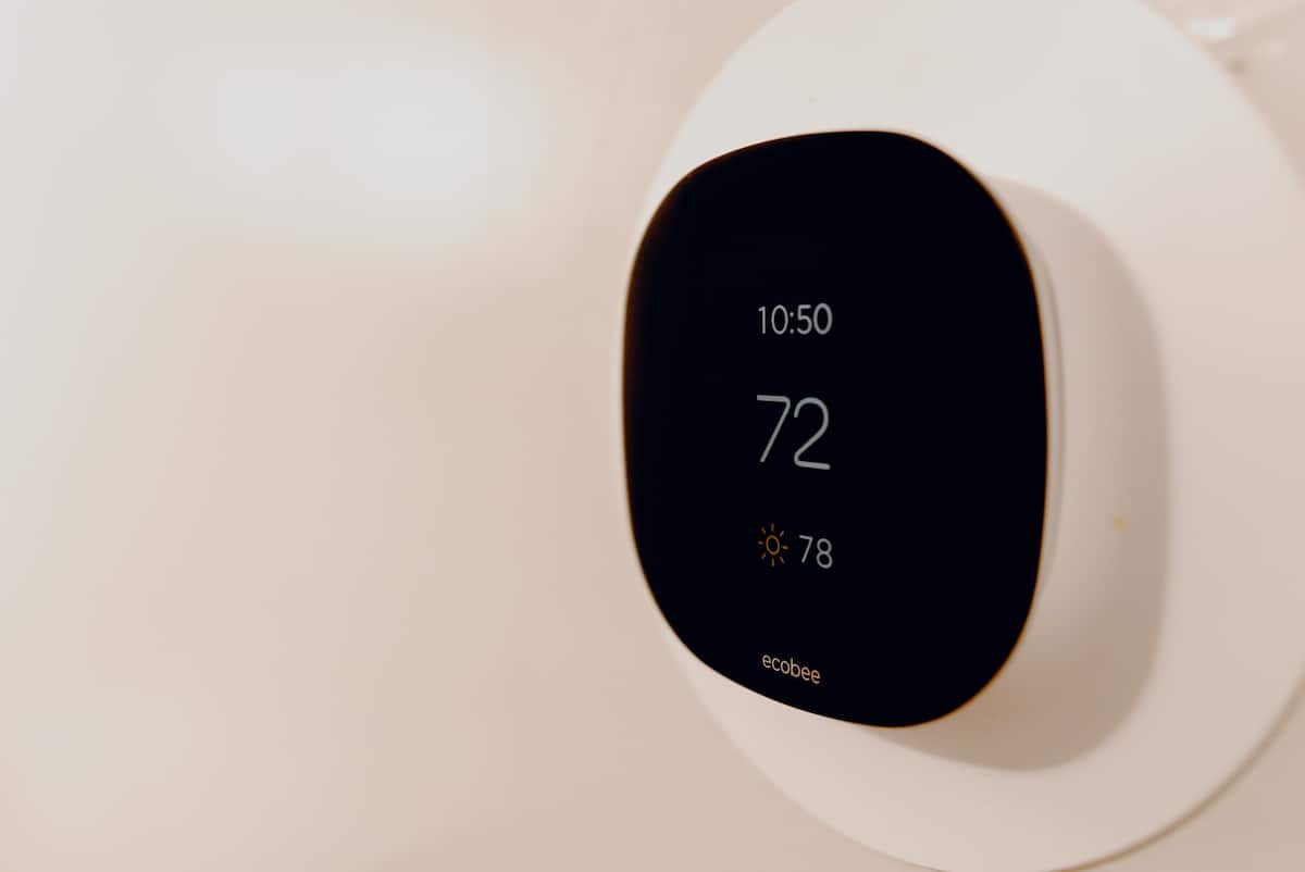 The apartment’s wall-mounted touchscreen thermostat